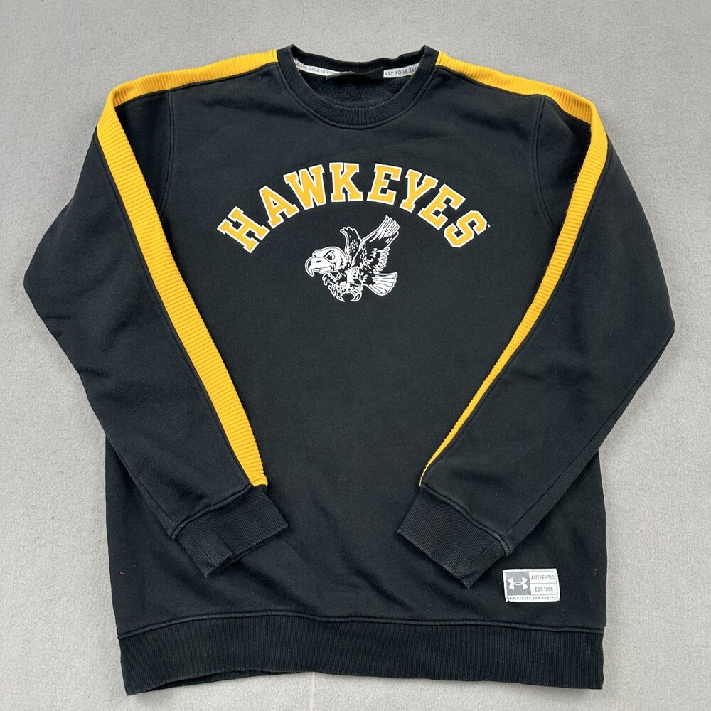Iowa Hawkeyes Sweatshirt Men Small Black Under Armour Crewneck NCAA Pullover S